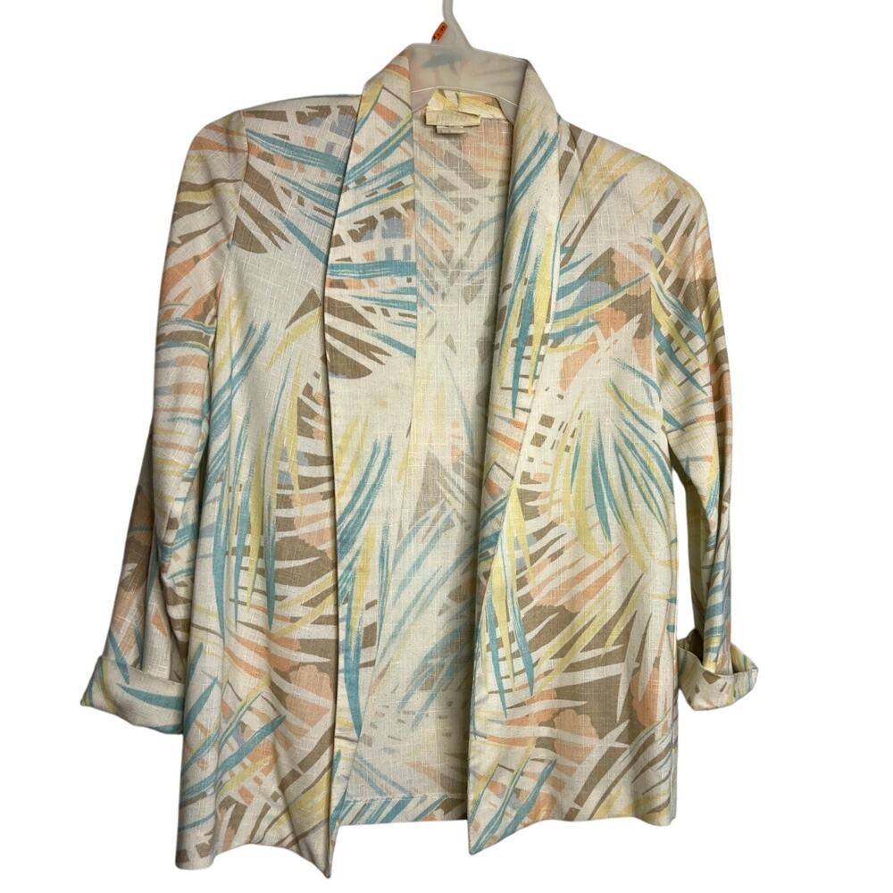 Vintage 90s Blazer Jacket Size 5 Oversize Tropical Bright